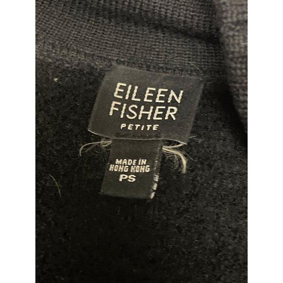 Eileen Fisher Women's Sweater Cardigan 100% Wool Black Two Way Zip Petite Small - Picture 8 of 9